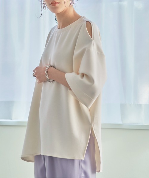 titivate(ティティベイト)の「ショルダースリットハーフスリーブプルオーバー(Tシャツ/カットソー・レディース・ライトグリーン/グレイッシュベージュ/ブラック/オフホワイト・M)」の16枚目の写真