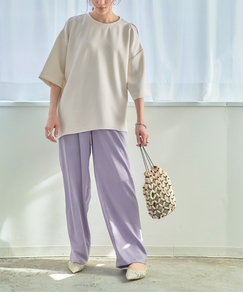 titivate(ティティベイト)の「ショルダースリットハーフスリーブプルオーバー(Tシャツ/カットソー・レディース・ライトグリーン/グレイッシュベージュ/ブラック/オフホワイト・M)」の5枚目の写真