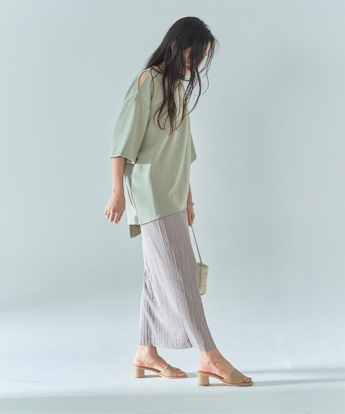 titivate(ティティベイト)の「ショルダースリットハーフスリーブプルオーバー(Tシャツ/カットソー・レディース・ライトグリーン/グレイッシュベージュ/ブラック/オフホワイト・M)」の12枚目の写真