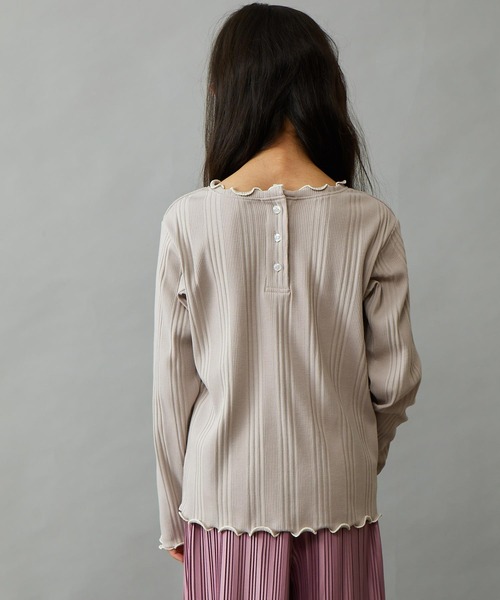 ＆yam（アンドヤム）の「2way配色メローネックランダムリブカットソー（Tシャツ/カットソー・キッズ・ブラック/ベージュ/オレンジ/ホワイト/パープル/グリーン/グレー/グリーン系その他・150-160cm/110-120cm/140-150cm/130-140cm/120-130cm）」の13枚目の写真