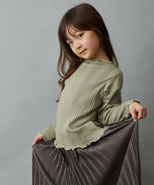 ＆yam（アンドヤム）の「2way配色メローネックランダムリブカットソー（Tシャツ/カットソー・キッズ・ブラック/ベージュ/オレンジ/ホワイト/パープル/グリーン/グレー/グリーン系その他・150-160cm/110-120cm/140-150cm/130-140cm/120-130cm）」の15枚目の写真