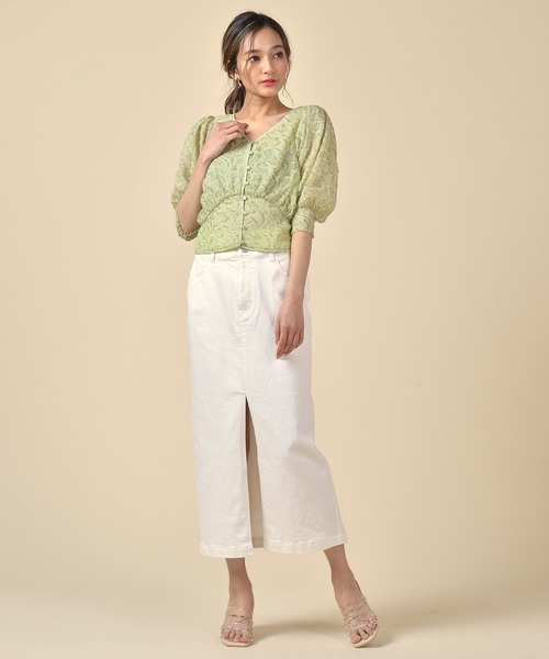 ROYAL PARTY（ロイヤルパーティー）の「シアージャガードフラワーブラウス（シャツ/ブラウス・レディース・パープル/オフホワイト/グリーン・FREE）」の14枚目の写真