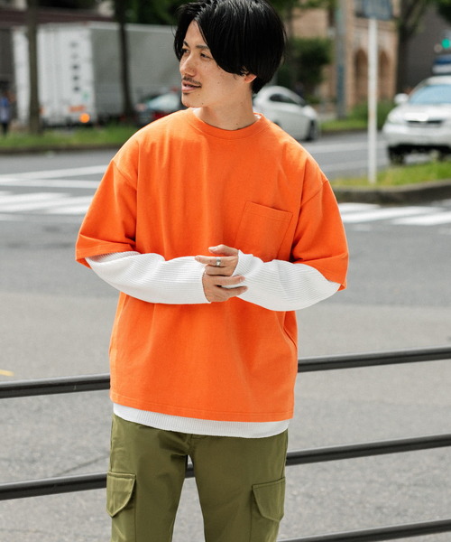 ITEMS URBANRESEARCH(アイテムズ アーバンリサーチ)の「ヘビーウェイト ビッグTシャツ(Tシャツ/カットソー・メンズ・ブラック/オレンジ/ブルー/ホワイト・LARGE/SMALL/MEDIUM)」の1枚目の写真