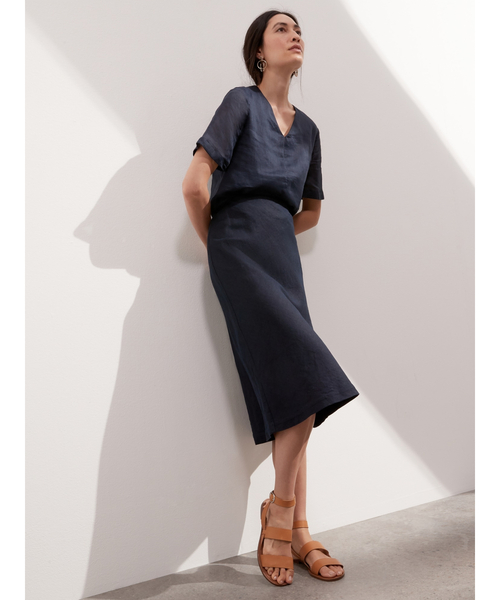 Banana Republic（バナナリパブリック）の「リネン バイアスカット ミディスカート（スカート・レディース・ネイビー/ライトグリーン/ナチュラル・S/M/L/XS）」の6枚目の写真