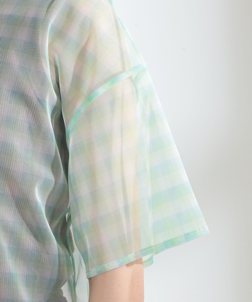 Ray BEAMS（レイビームス）の「Ray BEAMS / チュール チェック Tシャツ（Tシャツ/カットソー・レディース・サックスブルー/オレンジ系その他・ONE SIZE）」の13枚目の写真