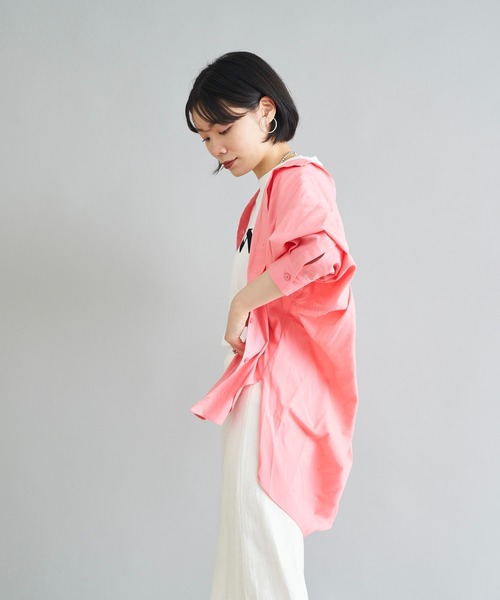 DouDou（ドゥドゥ）の「バックギャザーシャツ（シャツ/ブラウス・レディース・オフホワイト/ブラック/ピンク・FREE）」の10枚目の写真