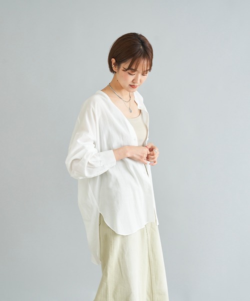 DouDou（ドゥドゥ）の「バックギャザーシャツ（シャツ/ブラウス・レディース・オフホワイト/ブラック/ピンク・FREE）」の18枚目の写真