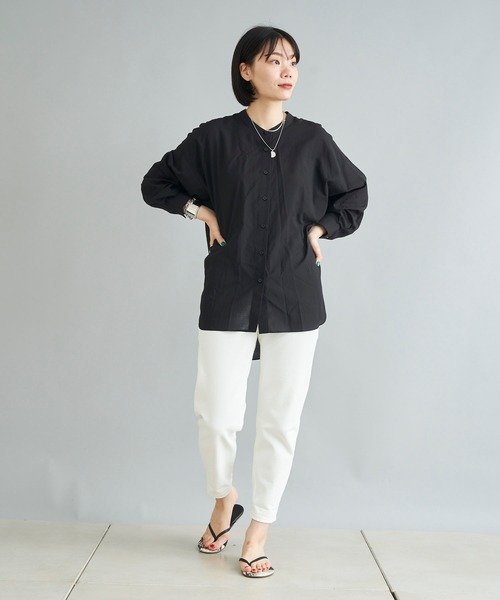 DouDou（ドゥドゥ）の「バックギャザーシャツ（シャツ/ブラウス・レディース・オフホワイト/ブラック/ピンク・FREE）」の7枚目の写真