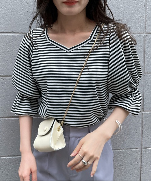 EPIMI E'PIMMY（エピミエピミー）の「2ｗayバルーンスリーブプルオーバー（Tシャツ/カットソー・レディース・オフホワイト/ブラック/ミント・MEDIUM）」の2枚目の写真