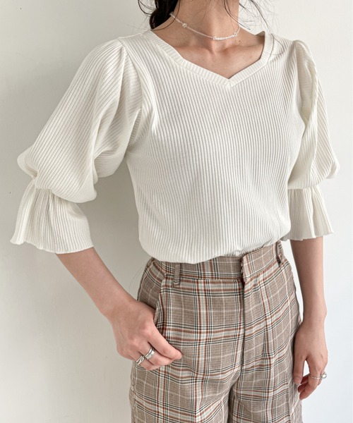 EPIMI E'PIMMY（エピミエピミー）の「2ｗayバルーンスリーブプルオーバー（Tシャツ/カットソー・レディース・オフホワイト/ブラック/ミント・MEDIUM）」の12枚目の写真