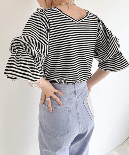 EPIMI E'PIMMY（エピミエピミー）の「2ｗayバルーンスリーブプルオーバー（Tシャツ/カットソー・レディース・オフホワイト/ブラック/ミント・MEDIUM）」の7枚目の写真