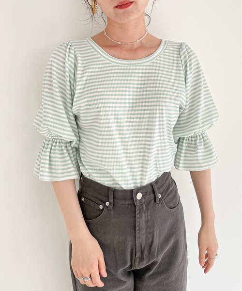 EPIMI E'PIMMY（エピミエピミー）の「2ｗayバルーンスリーブプルオーバー（Tシャツ/カットソー・レディース・オフホワイト/ブラック/ミント・MEDIUM）」の15枚目の写真