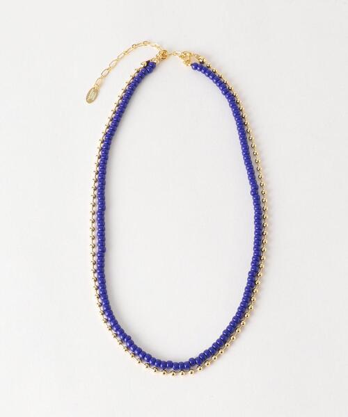 green label relaxing（グリーンレーベルリラクシング）の「FM 3WAY ビーズ ＆ チェーン [ネックレス]（ネックレス・レディース・オフホワイト/イエロー/コバルトブルー・FREE）」の2枚目の写真