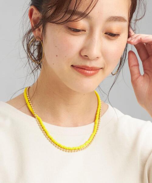 green label relaxing（グリーンレーベルリラクシング）の「FM 3WAY ビーズ ＆ チェーン [ネックレス]（ネックレス・レディース・オフホワイト/イエロー/コバルトブルー・FREE）」の3枚目の写真