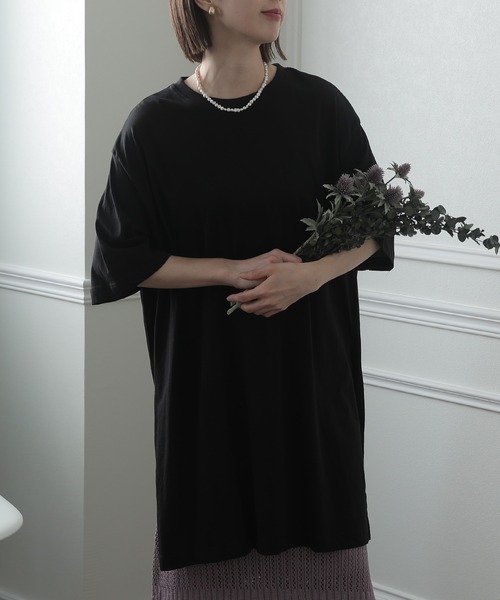 ElegChic(エレグシック)の「サイド スリット チュニックトップス(Tシャツ/カットソー・レディース・ホワイト/杢グレー/ライトベージュ/ブラック・4L/XL/M)」の18枚目の写真