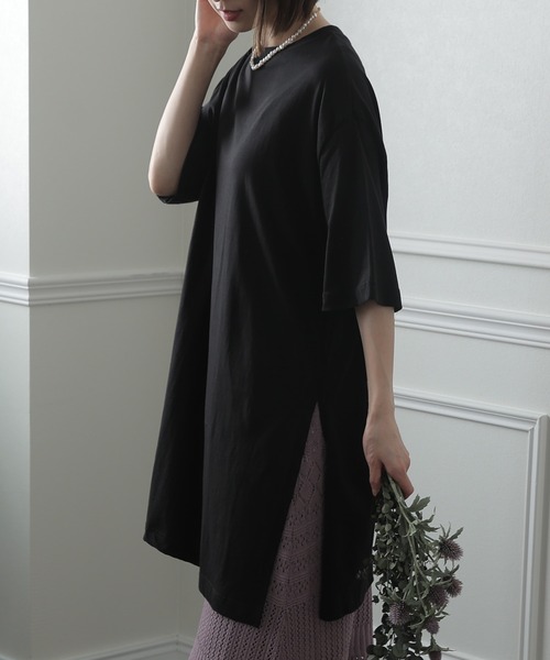 ElegChic(エレグシック)の「サイド スリット チュニックトップス(Tシャツ/カットソー・レディース・ホワイト/杢グレー/ライトベージュ/ブラック・4L/XL/M)」の13枚目の写真