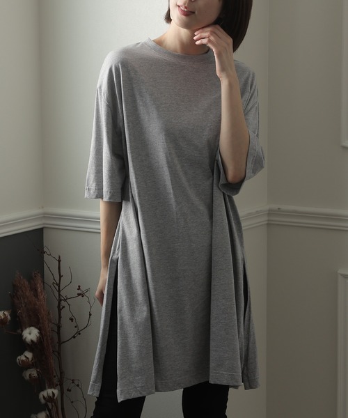 ElegChic(エレグシック)の「サイド スリット チュニックトップス(Tシャツ/カットソー・レディース・ホワイト/杢グレー/ライトベージュ/ブラック・4L/XL/M)」の21枚目の写真
