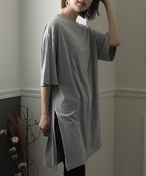 ElegChic(エレグシック)の「サイド スリット チュニックトップス(Tシャツ/カットソー・レディース・ホワイト/杢グレー/ライトベージュ/ブラック・4L/XL/M)」の7枚目の写真