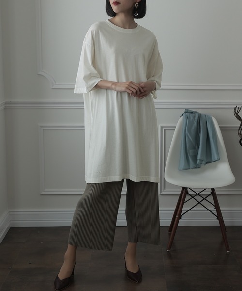 ElegChic(エレグシック)の「サイド スリット チュニックトップス(Tシャツ/カットソー・レディース・ホワイト/杢グレー/ライトベージュ/ブラック・4L/XL/M)」の12枚目の写真
