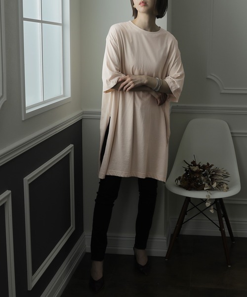 ElegChic(エレグシック)の「サイド スリット チュニックトップス(Tシャツ/カットソー・レディース・ホワイト/杢グレー/ライトベージュ/ブラック・4L/XL/M)」の10枚目の写真