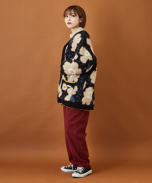 CUBE SUGAR（キューブシュガー）の「モヘアタッチ ジャガード ビッグジャケット（カーディガン/ボレロ・レディース・ベージュ/ネイビー/カーキ・M）」の7枚目の写真