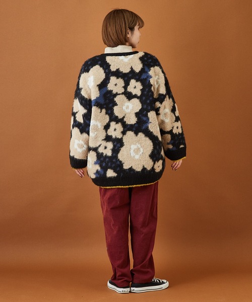 CUBE SUGAR（キューブシュガー）の「モヘアタッチ ジャガード ビッグジャケット（カーディガン/ボレロ・レディース・ベージュ/ネイビー/カーキ・M）」の8枚目の写真