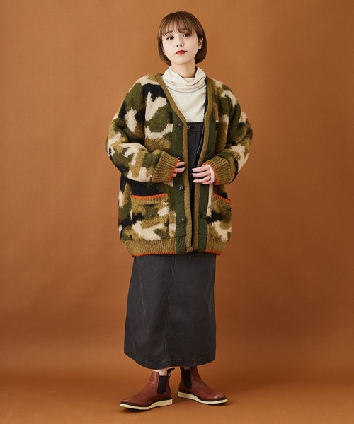 CUBE SUGAR（キューブシュガー）の「モヘアタッチ ジャガード ビッグジャケット（カーディガン/ボレロ・レディース・ベージュ/ネイビー/カーキ・M）」の9枚目の写真