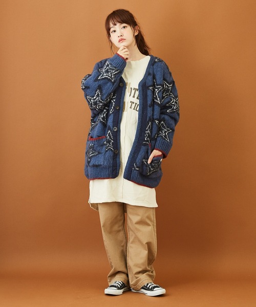CUBE SUGAR（キューブシュガー）の「モヘアタッチ ジャガード ビッグジャケット（カーディガン/ボレロ・レディース・ベージュ/ネイビー/カーキ・M）」の12枚目の写真