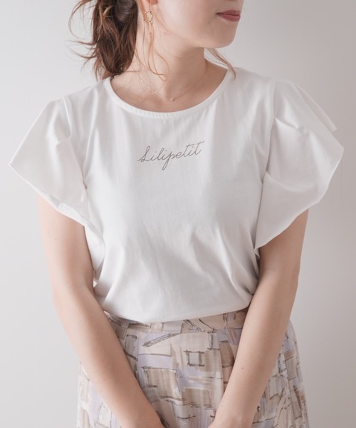 Lilipetit(リリプティ)の「【Lilipetit×Rina】LilipetitロゴフレアTシャツ(Tシャツ/カットソー・レディース・グレー/オフホワイト・M/L)」の9枚目の写真