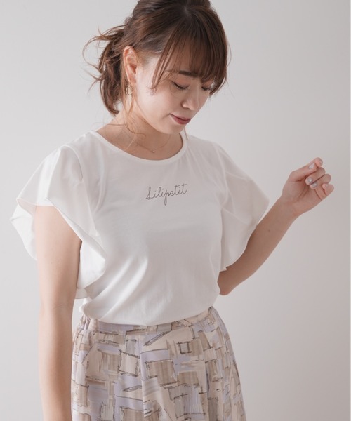 Lilipetit(リリプティ)の「【Lilipetit×Rina】LilipetitロゴフレアTシャツ(Tシャツ/カットソー・レディース・グレー/オフホワイト・M/L)」の3枚目の写真