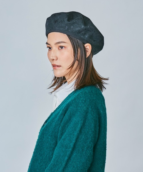 OVERRIDE（オーバーライド）の「OVERRIDE JACQUARD BERET（ハンチング/ベレー帽・レディース・ネイビー/パープル/ブラック・M/57.5cm）」の14枚目の写真