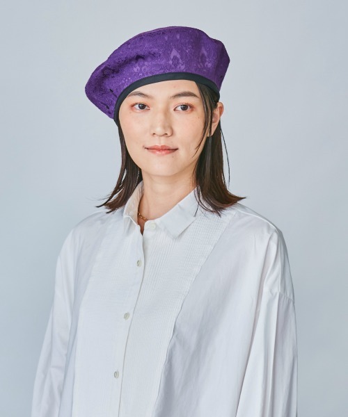 OVERRIDE（オーバーライド）の「OVERRIDE JACQUARD BERET（ハンチング/ベレー帽・レディース・ネイビー/パープル/ブラック・M/57.5cm）」の11枚目の写真