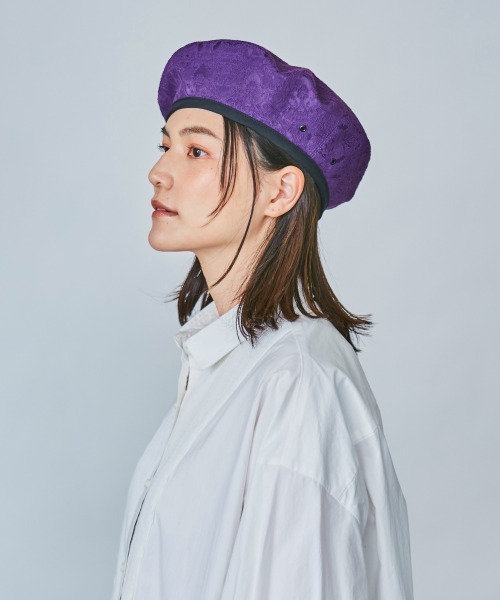 OVERRIDE（オーバーライド）の「OVERRIDE JACQUARD BERET（ハンチング/ベレー帽・レディース・ネイビー/パープル/ブラック・M/57.5cm）」の5枚目の写真