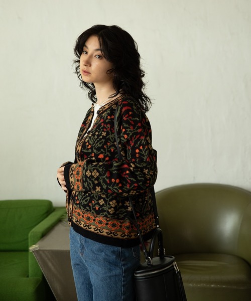 eL】12G Retro Flower Cardigan/214494