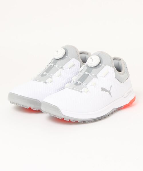 PUMA（プーマ）の「PUMA プーマ ゴルフ プロアダプト アルファキャット ディスク  スパイクレ（スニーカー・メンズ・グレー/ホワイト×グレー/ホワイト×ネイビー/ブラック×シルバー・25.5cm/26.5cm/27.5cm/25.0cm/26.0cm/27.0cm/28.0cm/30.0cm/28.5cm）」の2枚目の写真