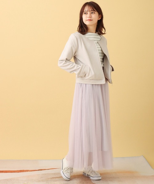 libelle more（リベル モア）の「フェイクスエード ノーカラージャケット（ノーカラージャケット・レディース・ライトピンク/ベージュ/グレー/モカ・M/L）」の12枚目の写真