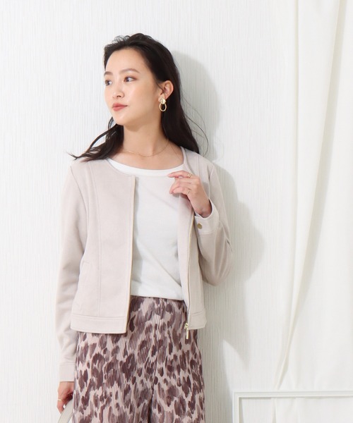 libelle more（リベル モア）の「フェイクスエード ノーカラージャケット（ノーカラージャケット・レディース・ライトピンク/ベージュ/グレー/モカ・M/L）」の10枚目の写真