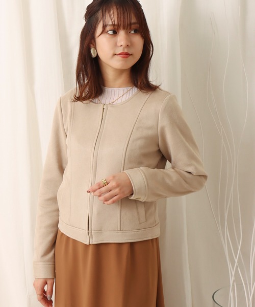 libelle more（リベル モア）の「フェイクスエード ノーカラージャケット（ノーカラージャケット・レディース・ライトピンク/ベージュ/グレー/モカ・M/L）」の19枚目の写真