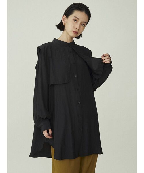 COTORICA（コトリカ）の「スタンドネックセーラーカラーブラウス（シャツ/ブラウス・レディース・ブラック/オフホワイト・FREE）」の2枚目の写真