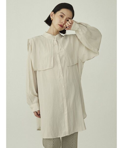 COTORICA（コトリカ）の「スタンドネックセーラーカラーブラウス（シャツ/ブラウス・レディース・ブラック/オフホワイト・FREE）」の3枚目の写真