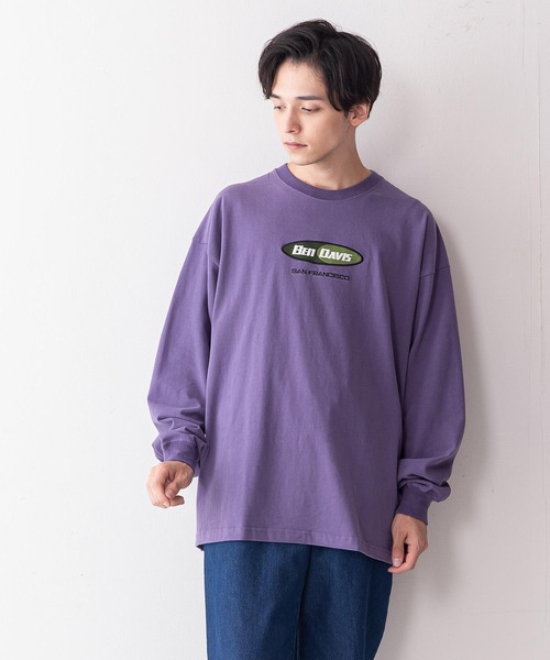 BEN DAVIS（ベンデイビス）の「【BEN DAVIS/ベンデイビス】オーバルロゴワンポイント刺繍ピーチ起毛ロンT（Tシャツ/カットソー・メンズ・グリーン/ブラック/ホワイト/パープル・MEDIUM/LARGE）」の4枚目の写真