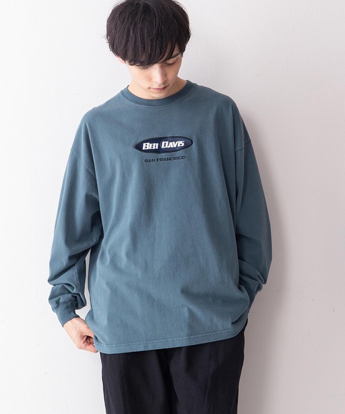 BEN DAVIS（ベンデイビス）の「【BEN DAVIS/ベンデイビス】オーバルロゴワンポイント刺繍ピーチ起毛ロンT（Tシャツ/カットソー・メンズ・グリーン/ブラック/ホワイト/パープル・MEDIUM/LARGE）」の3枚目の写真
