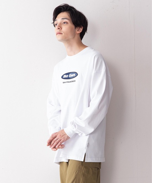 BEN DAVIS（ベンデイビス）の「【BEN DAVIS/ベンデイビス】オーバルロゴワンポイント刺繍ピーチ起毛ロンT（Tシャツ/カットソー・メンズ・グリーン/ブラック/ホワイト/パープル・MEDIUM/LARGE）」の5枚目の写真