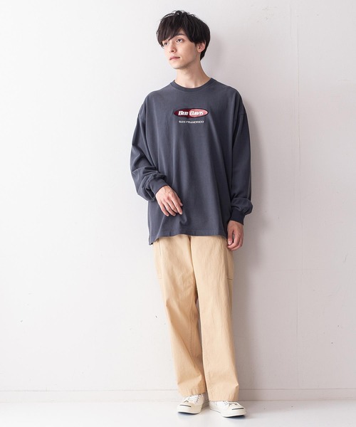 BEN DAVIS（ベンデイビス）の「【BEN DAVIS/ベンデイビス】オーバルロゴワンポイント刺繍ピーチ起毛ロンT（Tシャツ/カットソー・メンズ・グリーン/ブラック/ホワイト/パープル・MEDIUM/LARGE）」の8枚目の写真