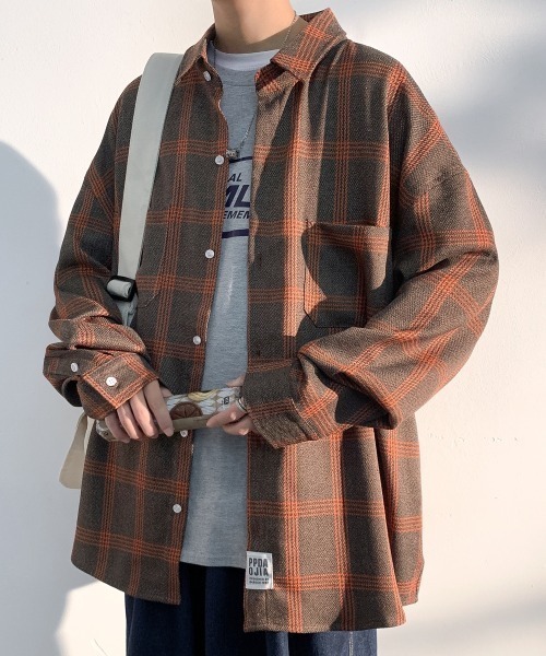 KOR(ケーオーアール)の「オーバーサイズ タータンチェックシャツ(シャツ/ブラウス・メンズ・ブラック/ブラウン・4XL/3XL/2XL/5XL/M/XL/L)」の1枚目の写真
