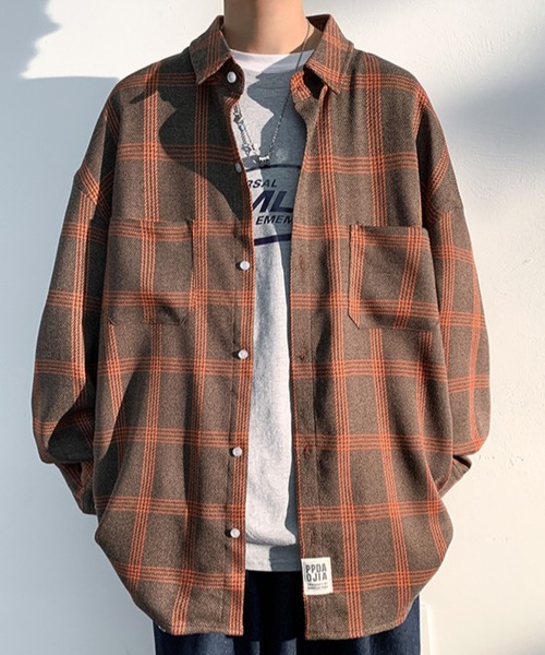KOR(ケーオーアール)の「オーバーサイズ タータンチェックシャツ(シャツ/ブラウス・メンズ・ブラック/ブラウン・4XL/3XL/2XL/5XL/M/XL/L)」の5枚目の写真
