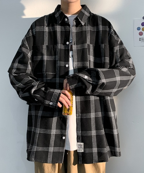 KOR(ケーオーアール)の「オーバーサイズ タータンチェックシャツ(シャツ/ブラウス・メンズ・ブラック/ブラウン・4XL/3XL/2XL/5XL/M/XL/L)」の7枚目の写真