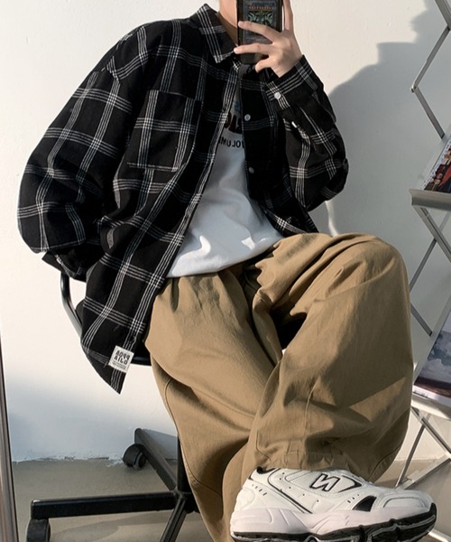 KOR(ケーオーアール)の「オーバーサイズ タータンチェックシャツ(シャツ/ブラウス・メンズ・ブラック/ブラウン・4XL/3XL/2XL/5XL/M/XL/L)」の8枚目の写真