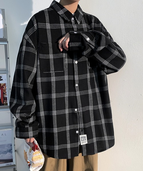 KOR(ケーオーアール)の「オーバーサイズ タータンチェックシャツ(シャツ/ブラウス・メンズ・ブラック/ブラウン・4XL/3XL/2XL/5XL/M/XL/L)」の10枚目の写真