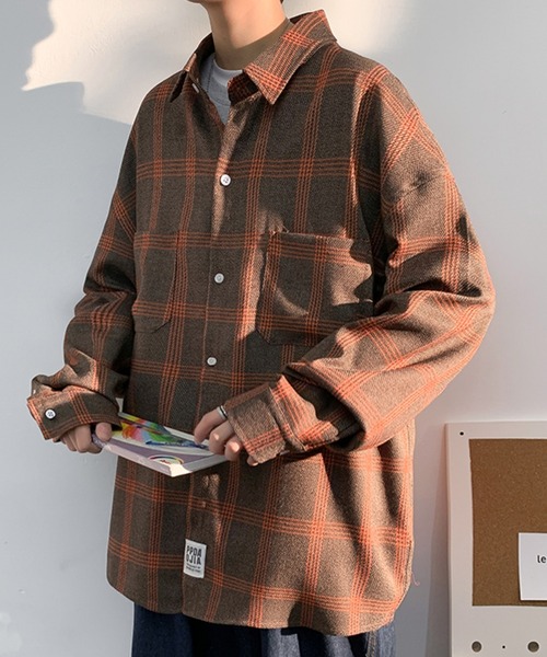 KOR(ケーオーアール)の「オーバーサイズ タータンチェックシャツ(シャツ/ブラウス・メンズ・ブラック/ブラウン・4XL/3XL/2XL/5XL/M/XL/L)」の3枚目の写真